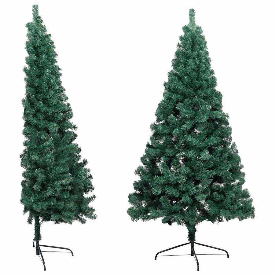Kunstkerstboom met verlichting en kerstballen half 180 cm groen
