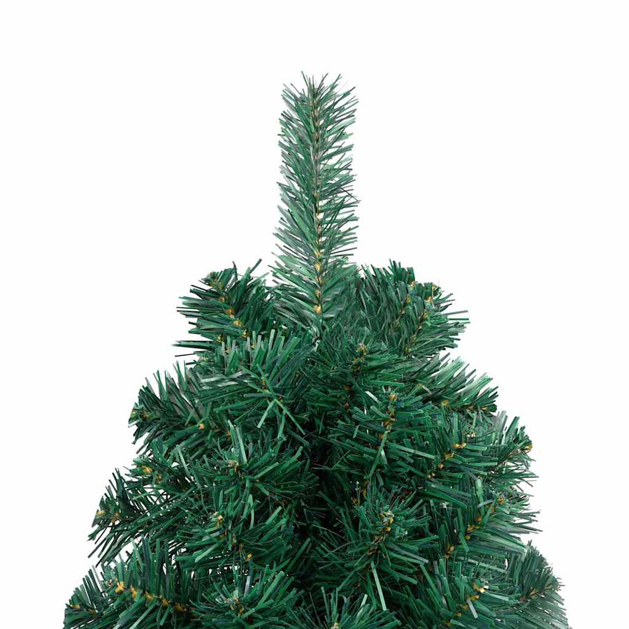 Kunstkerstboom met verlichting en kerstballen half 180 cm groen