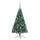 Kunstkerstboom Met Verlichting En Kerstballen Half 240 Cm 240 x 125 cm Groen en rood