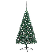 Kunstkerstboom half 240 cm groen met verlichting en ballen
