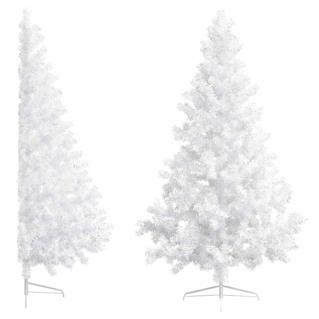 Kunstkerstboom met verlichting en kerstballen half 180 cm wit