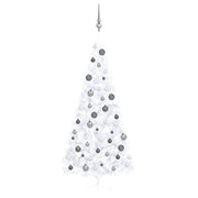 Kunstkerstboom half 240 cm wit met verlichting en ballen