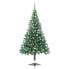 Kunstkerstboom Met Verlichting En Kerstballen 230 Takken 20 Cm 120 x 65 cm Groen en rood