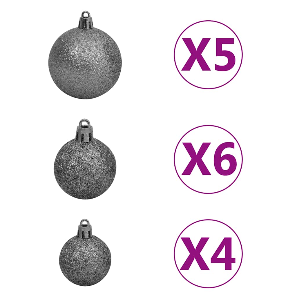 Kunstkerstboom Met Verlichting En Kerstballen 230 Takken 120 Cm 120 x 65 cm Groen en rood