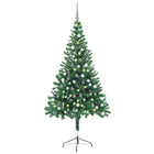 Kunstkerstboom Met Verlichting En Kerstballen 380 Takken 50 Cm 150 x 70 cm Groen en rood