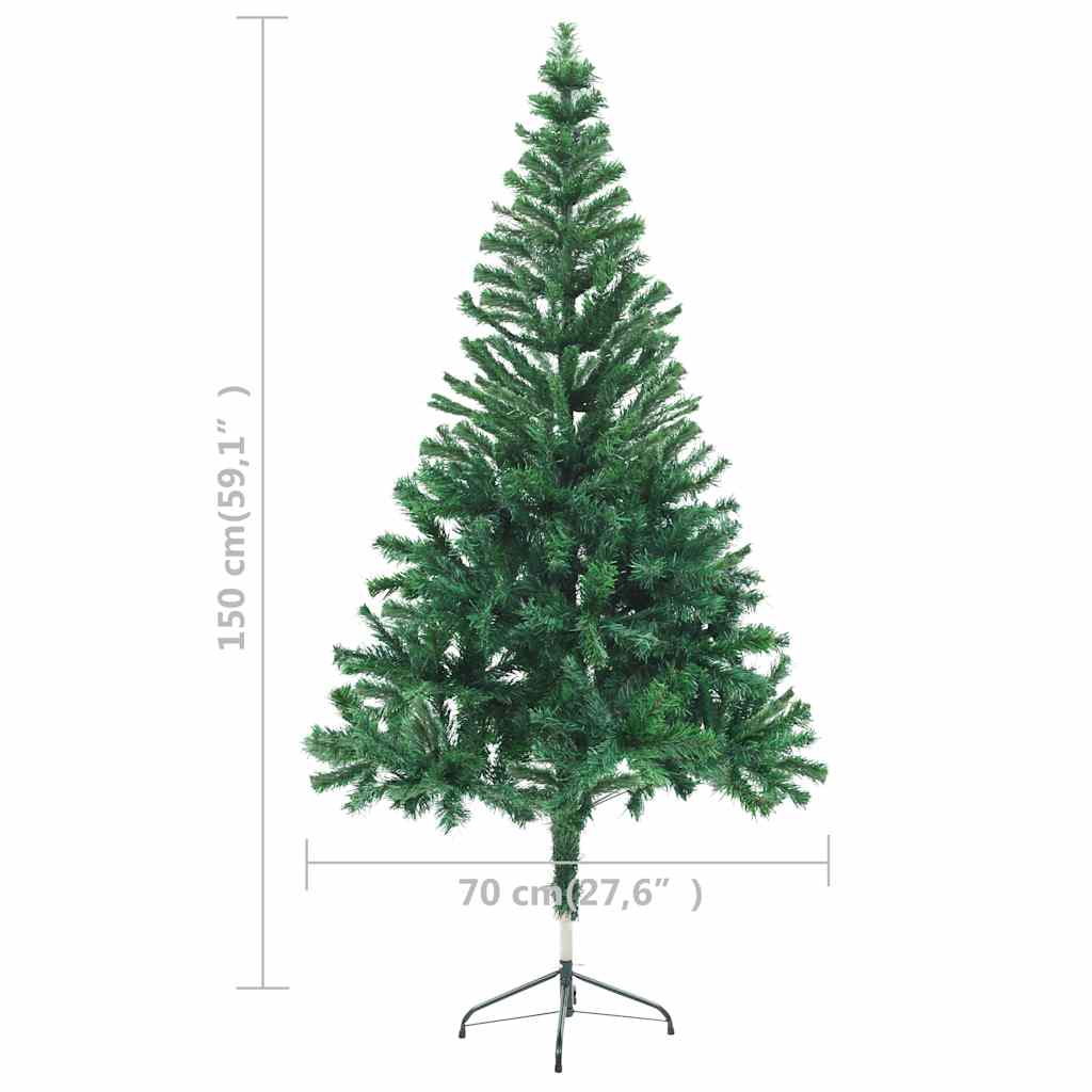 Kunstkerstboom Met Verlichting En Kerstballen 380 Takken 150 Cm 150 x 70 cm Groen en rood