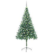 Kunstkerstboom 210 cm met verlichting en ballen