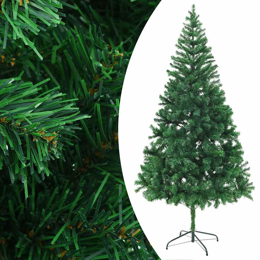 Kunstkerstboom Met Verlichting En Kerstballen 910 Takken 210 Cm 210 x 105 cm Groen en rood