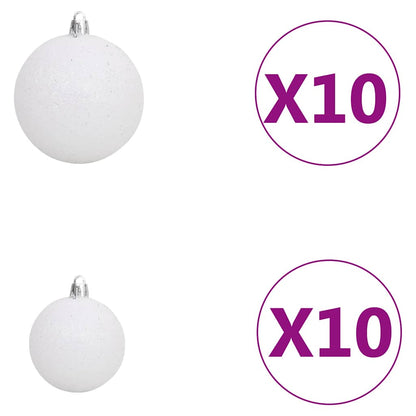 Kunstkerstboom Met Verlichting En Kerstballen 910 Takken 210 Cm 210 x 105 cm Groen en rood