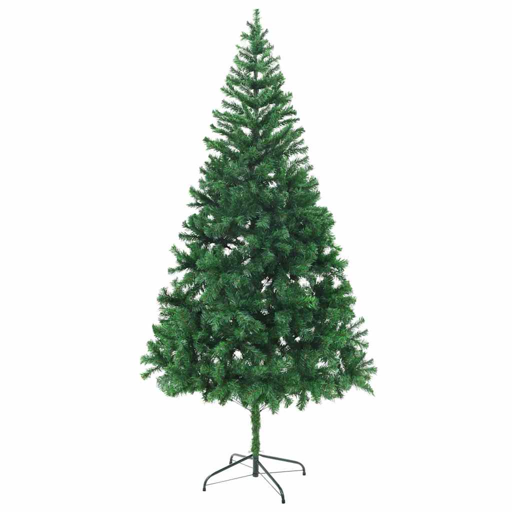 Kunstkerstboom Met Verlichting En Kerstballen 910 Takken 210 Cm 210 x 105 cm Groen en rood