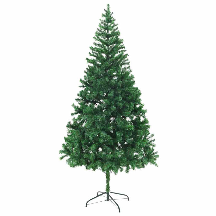 Kunstkerstboom Met Verlichting En Kerstballen 910 Takken 210 Cm 210 x 105 cm Groen en rood