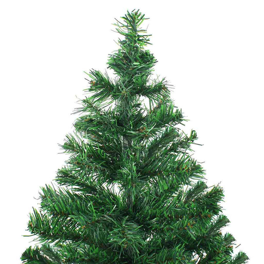 Kunstkerstboom Met Verlichting En Kerstballen 910 Takken 210 Cm 210 x 105 cm Groen en rood