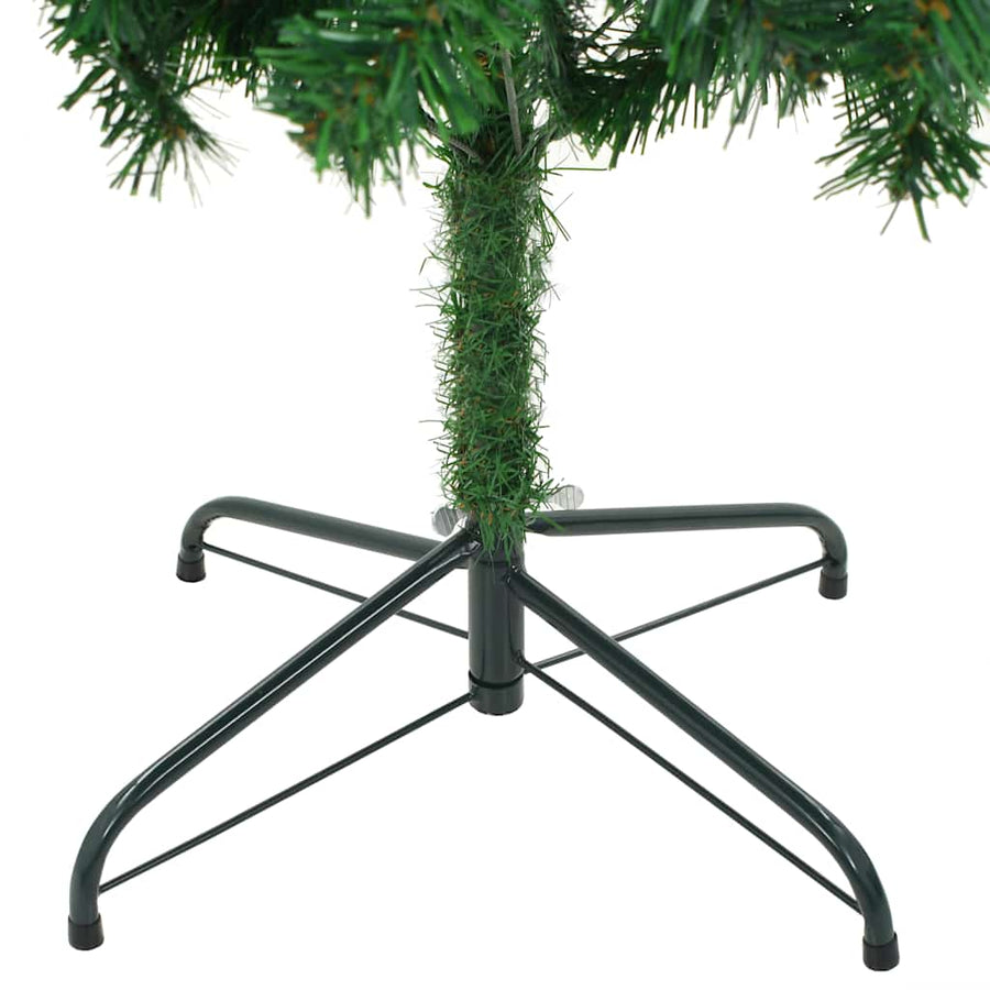 Kunstkerstboom Met Verlichting En Kerstballen 910 Takken 210 Cm 210 x 105 cm Groen en rood