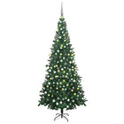 Kunstkerstboom Met Verlichting En Kerstballen L 240 Cm 240 x 120 cm Groen en rood