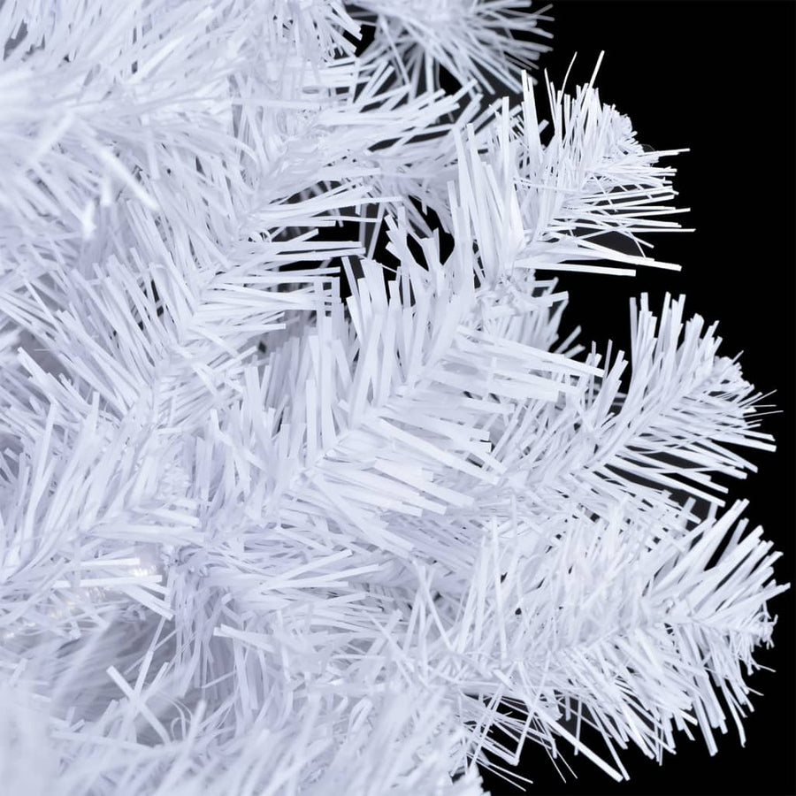 Kunstkerstboom Met Verlichting En Kerstballen 620 Takken 80 Cm 180 x 90 cm Wit en grijs