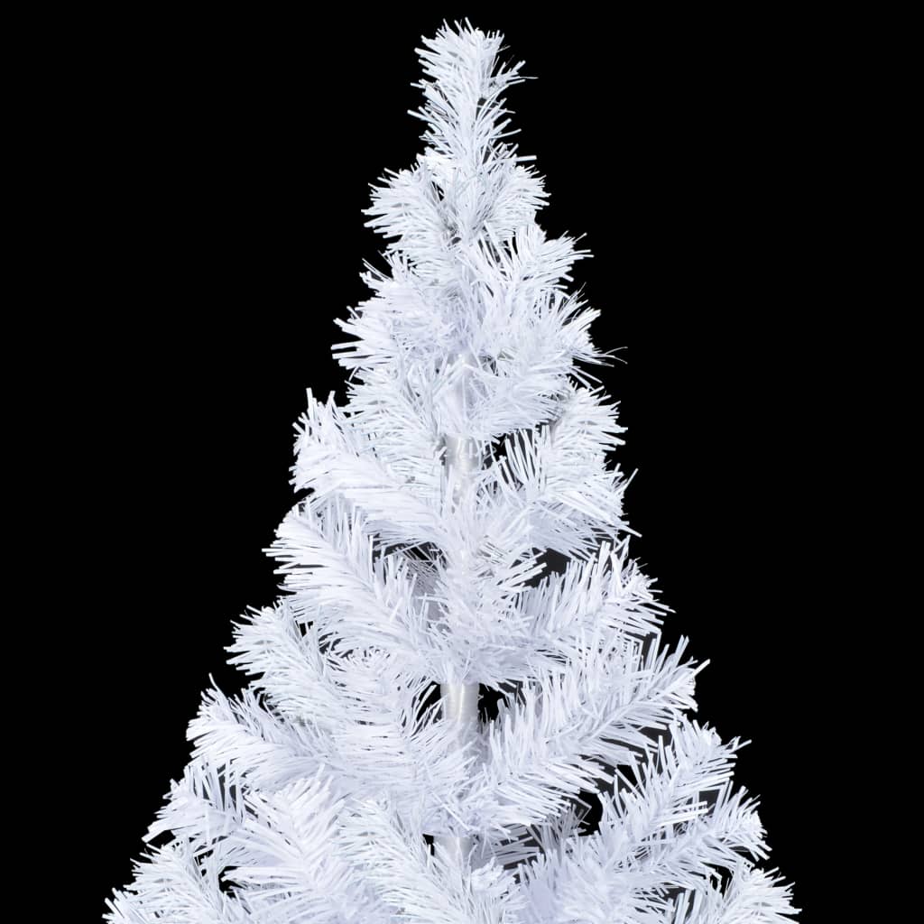 Kunstkerstboom Met Verlichting En Kerstballen 620 Takken 80 Cm 180 x 90 cm Wit en grijs