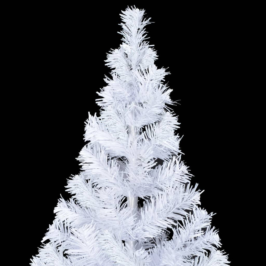 Kunstkerstboom Met Verlichting En Kerstballen 620 Takken 80 Cm 180 x 90 cm Wit en grijs