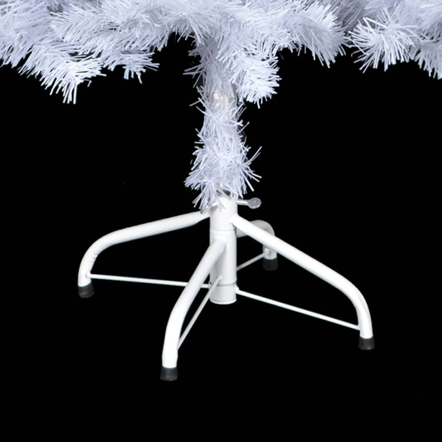 Kunstkerstboom Met Verlichting En Kerstballen 620 Takken 80 Cm 180 x 90 cm Wit en grijs