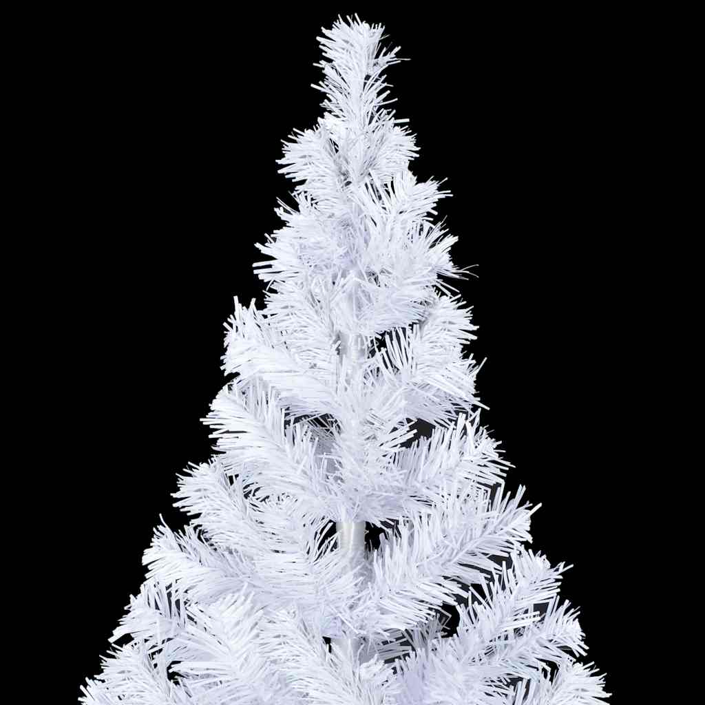 Kunstkerstboom Met Verlichting En Kerstballen 910 Takken 210 Cm 210 x 105 cm Wit en grijs