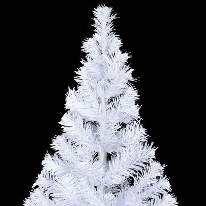 Kunstkerstboom Met Verlichting En Kerstballen 910 Takken 210 Cm 210 x 105 cm Wit en grijs