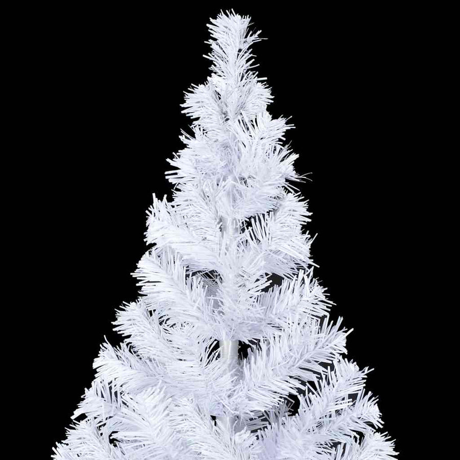 Kunstkerstboom Met Verlichting En Kerstballen 910 Takken 210 Cm 210 x 105 cm Wit en grijs