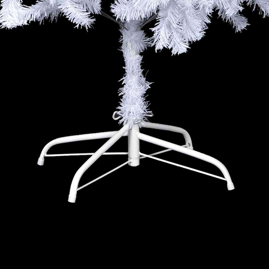 Kunstkerstboom Met Verlichting En Kerstballen 910 Takken 210 Cm 210 x 105 cm Wit en grijs