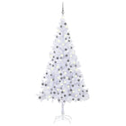 Kunstkerstboom Met Verlichting En Kerstballen L 240 Cm 240 x 120 cm Wit en grijs