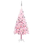 Kunstkerstboom Met Verlichting En Kerstballen 50 Cm Pvc 150 x 75 cm Roze en grijs