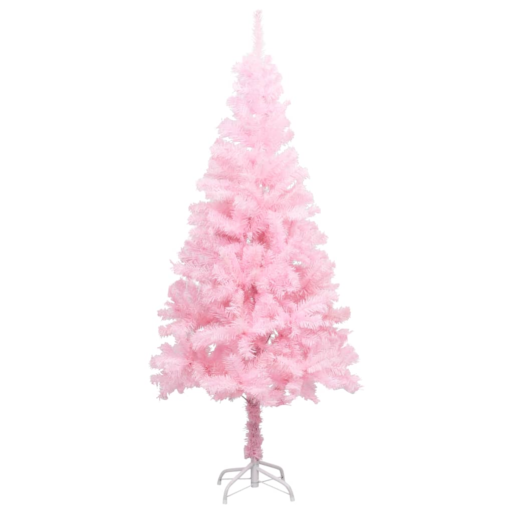 Kunstkerstboom Met Verlichting En Kerstballen 50 Cm Pvc 150 x 75 cm Roze en grijs