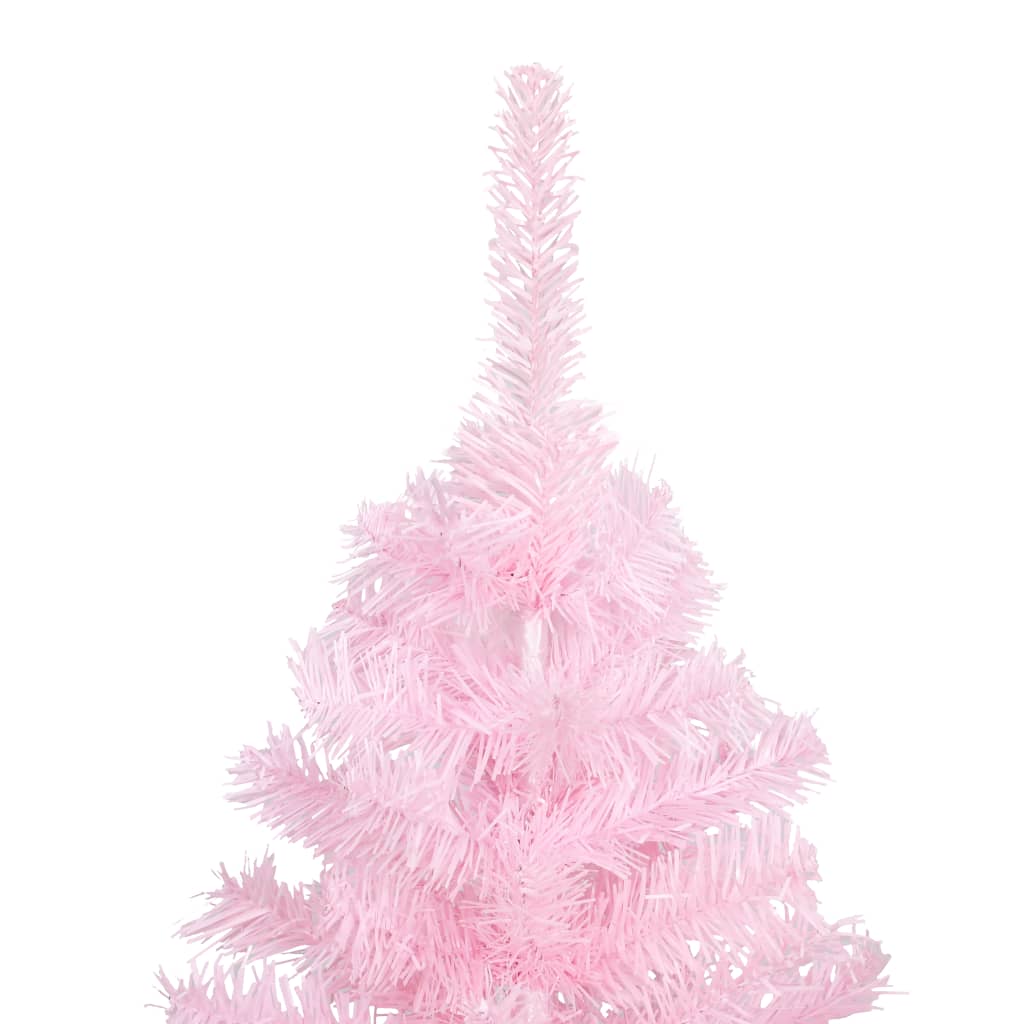 Kunstkerstboom Met Verlichting En Kerstballen 50 Cm Pvc 150 x 75 cm Roze en grijs
