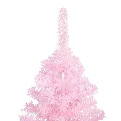 Kunstkerstboom Met Verlichting En Kerstballen 50 Cm Pvc 150 x 75 cm Roze en grijs