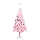 Kunstkerstboom Met Verlichting En Kerstballen 80 Cm Pvc 180 x 93 cm Roze en grijs