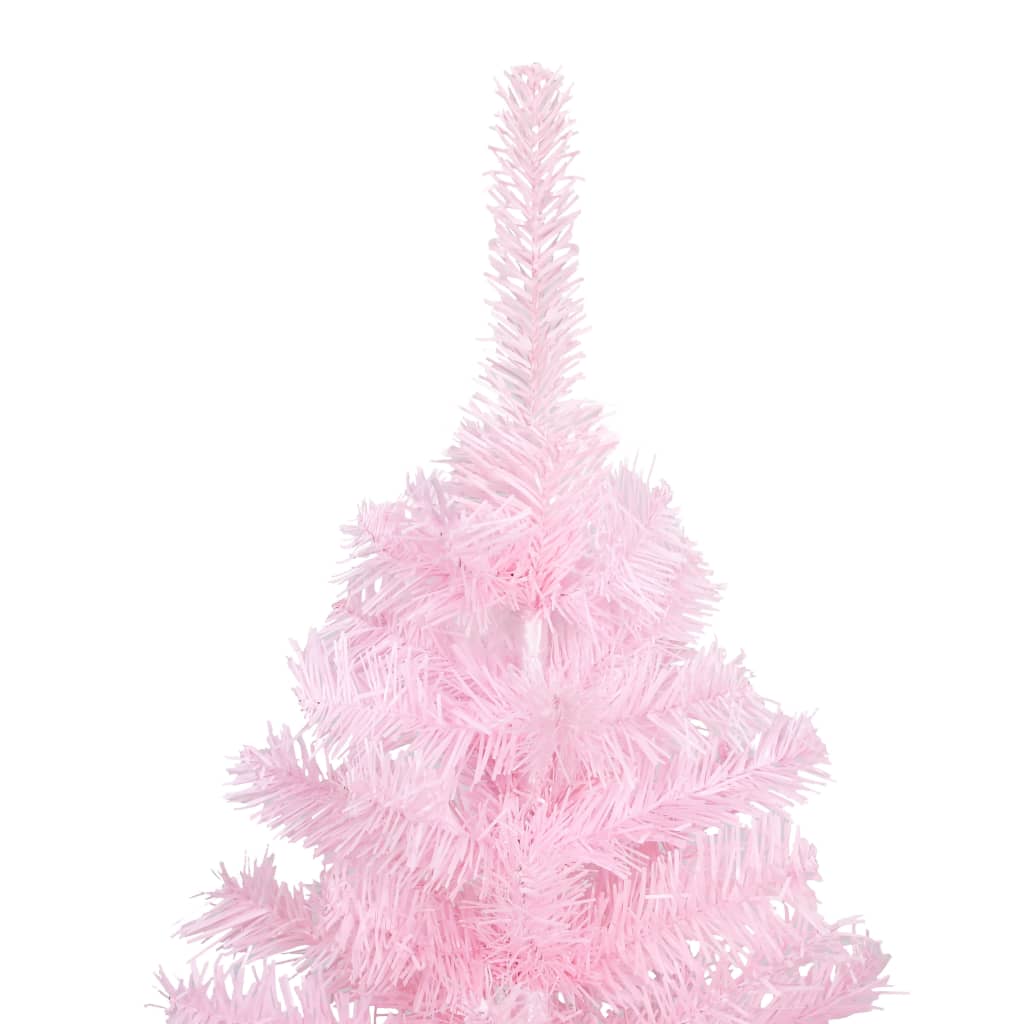 Kunstkerstboom Met Verlichting En Kerstballen 80 Cm Pvc 180 x 93 cm Roze en grijs