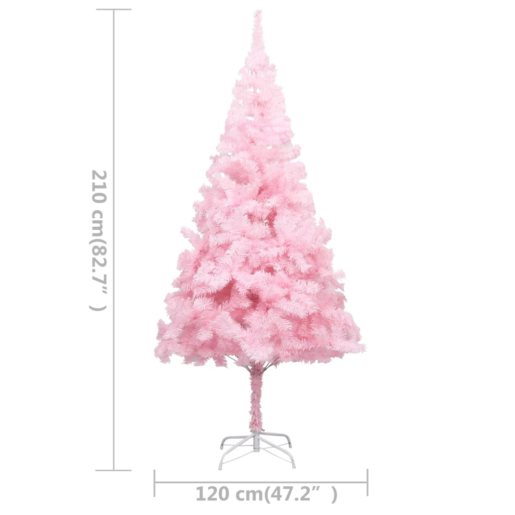 Kunstkerstboom Met Verlichting En Kerstballen 20 Cm Pvc 210 x 120 cm Roze en grijs