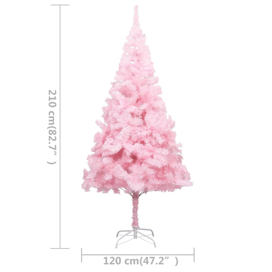Kunstkerstboom Met Verlichting En Kerstballen 20 Cm Pvc 210 x 120 cm Roze en grijs