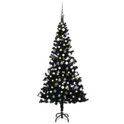 Kunstkerstboom 180 cm zwart met verlichting en kerstballen