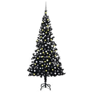 Kunstkerstboom 210 cm zwart met verlichting en ballen