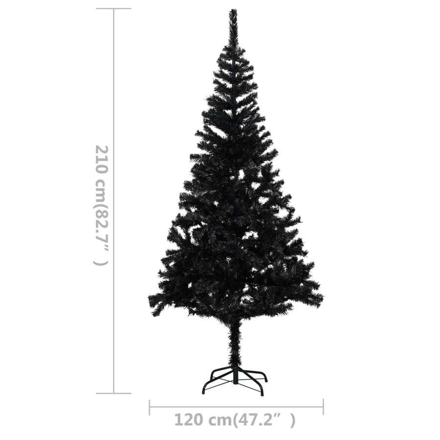 Kunstkerstboom Met Verlichting En Kerstballen 20 Cm Pvc 210 x 120 cm Zwart en grijs
