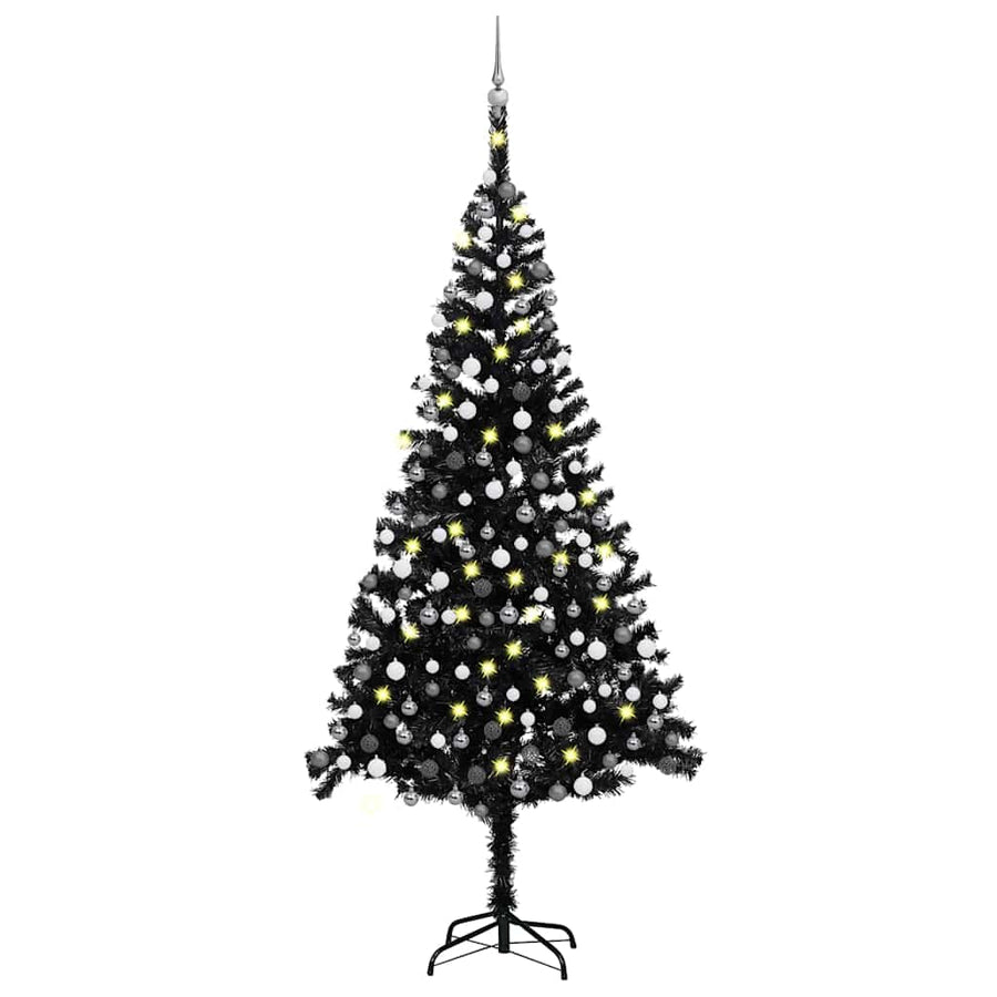 Kunstkerstboom Met Verlichting En Kerstballen 240 Cm Pvc 1