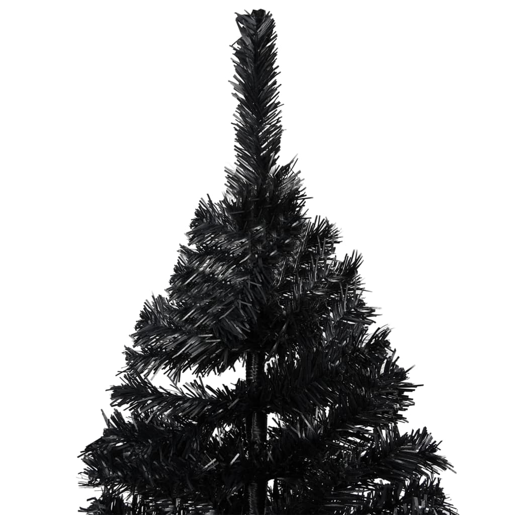Kunstkerstboom Met Verlichting En Kerstballen 240 Cm Pvc 240 x 120 cm Zwart en grijs