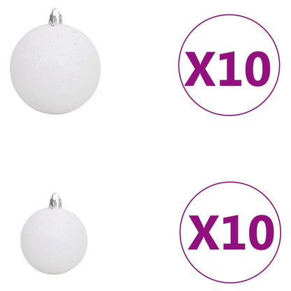 Kunstkerstboom Met Verlichting En Kerstballen 240 Cm Pvc 240 x 120 cm Zwart en grijs