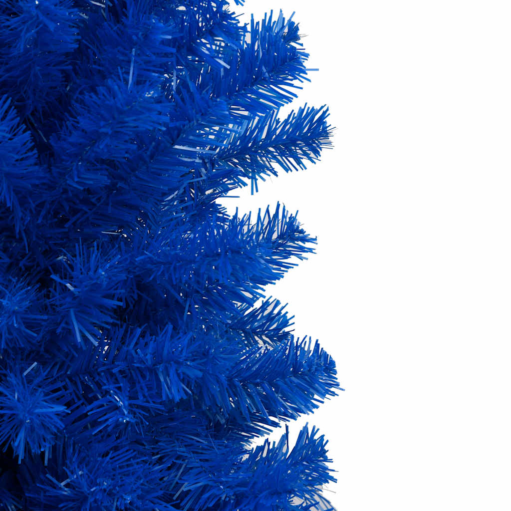 Kunstkerstboom Met Verlichting En Kerstballen 180 Cm Pvc Blauw En Grijs 180 x 90 cm