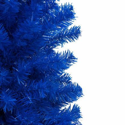 Kunstkerstboom Met Verlichting En Kerstballen 180 Cm Pvc Blauw En Grijs 180 x 90 cm