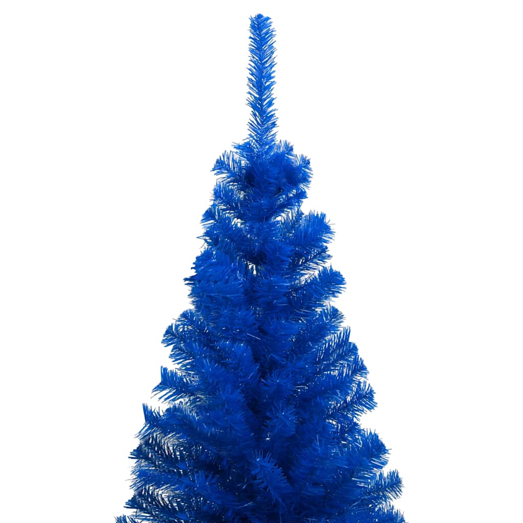 Kunstkerstboom Met Verlichting En Kerstballen 180 Cm Pvc Blauw En Grijs 180 x 90 cm