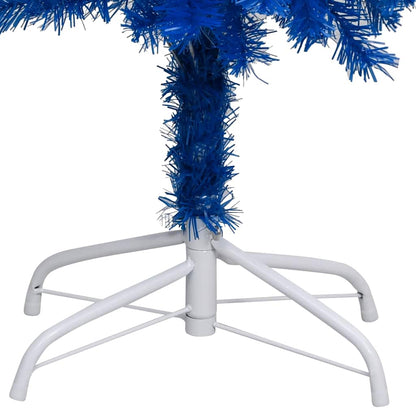 Kunstkerstboom Met Verlichting En Kerstballen 180 Cm Pvc Blauw En Grijs 180 x 90 cm
