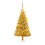 Kunstkerstboom 120 cm goud met verlichting en ballen