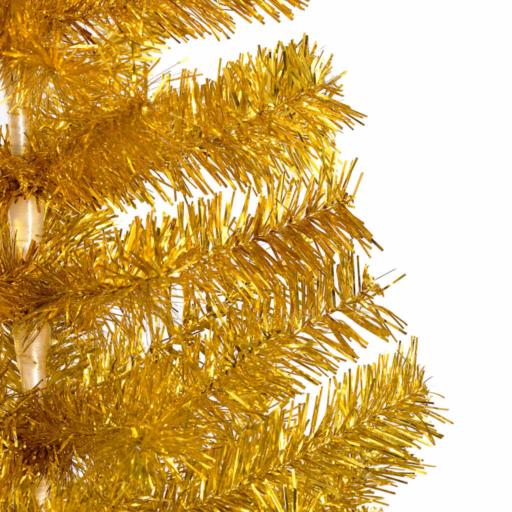 Kunstkerstboom met verlichting en kerstballen 150 cm PET goud