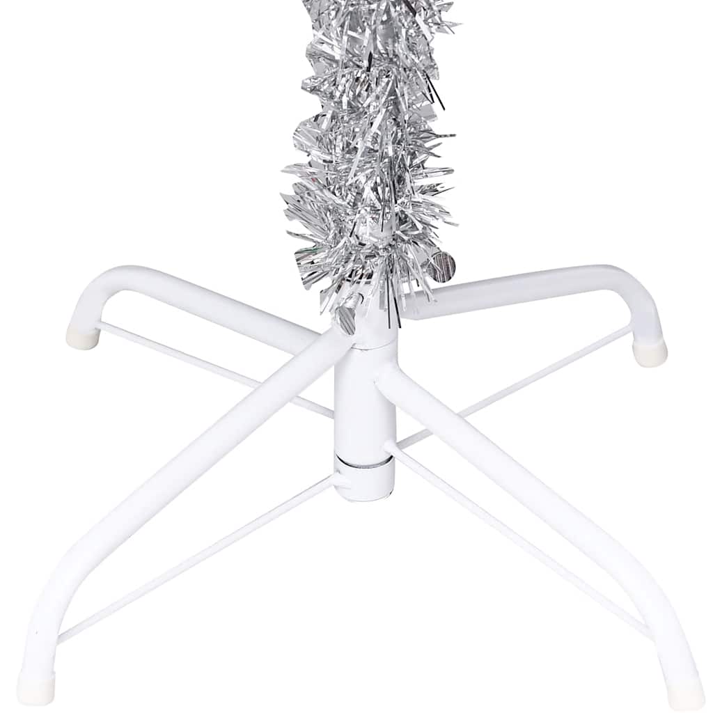 Kunstkerstboom Met Verlichting En Kerstballen 120 Cm Pet 120 x 65 cm Zilver