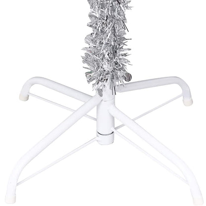 Kunstkerstboom Met Verlichting En Kerstballen 120 Cm Pet 120 x 65 cm Zilver