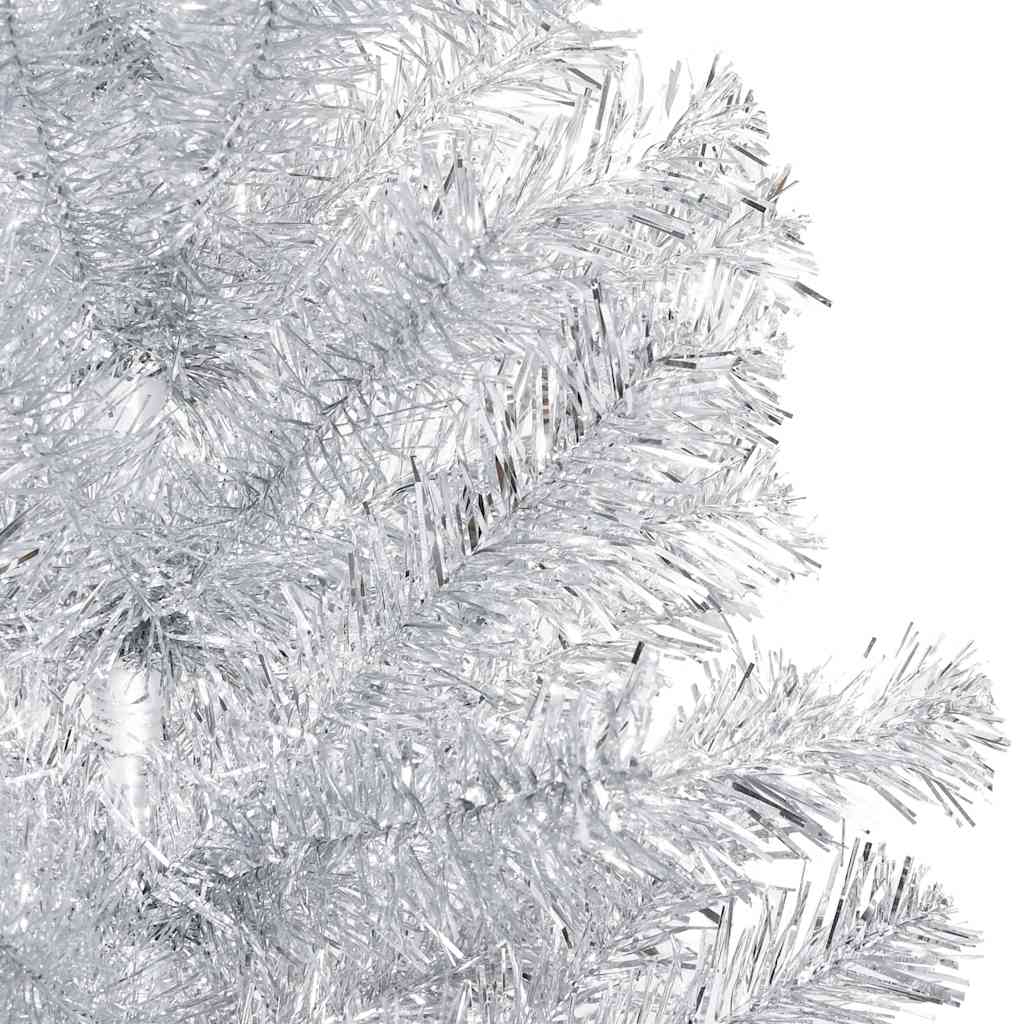 Kunstkerstboom Met Verlichting En Kerstballen 120 Cm Pet 120 x 65 cm Zilver